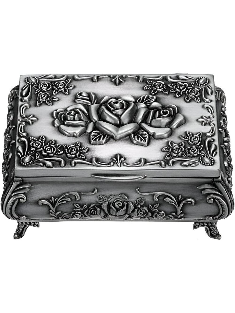 Vintage Metal Jewelry Box Small Trinket Jewelry Storage Box for Women (Small)